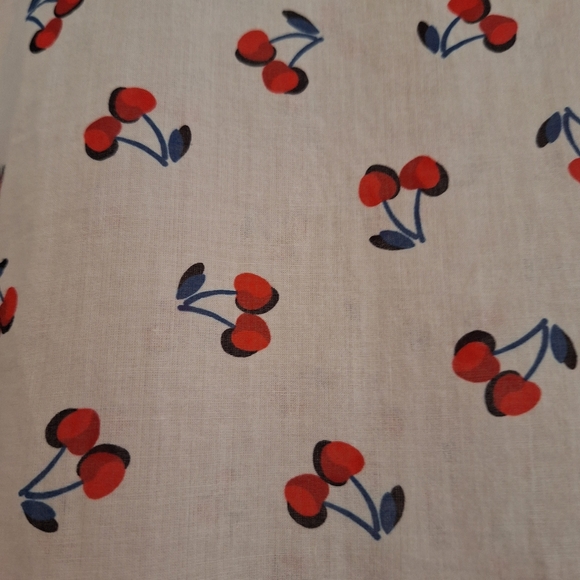 Kate Spade Cherry toss tie-front top, French cream, all cotton XL - Picture 9 of 10